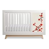 Muu Sam Crib Natural Base -Blossoms-Red Flower