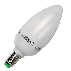 Megaman ampoule � �conomie d'�nergie ULTRA COMPACT CANDLE MM11702, 7 Watt - 7W, E14 / 827 / mate torsad�e