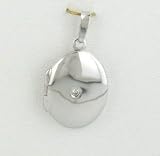 Sterling Silver Oval Locket with Diamond