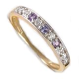 Genuine Tanzanite and 10K Yellow Gold Band Ring Size 7