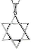 Sterling Silver Hollow Star of David. 1 3/16" (30mm) long