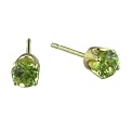 14k 5mm Round Peridot 4 Prong Studs in Yellow Gold