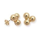 14kt Yellow Gold Triple Large 6mm Ball Stud Earrings, HypoAllergenic
