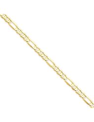 14k 4mm Concave Open Figaro Chain, Size 7