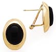 14K & BLACK ONYX EARRINGS OVAL OMEGA CLIP