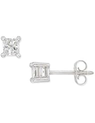 1/2 Carat Princess Cut Diamond 14K White Gold Stud Earrings