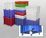 Bulk Container With Lid 48x48x46 Blue, Dumpling Bracket And 5 Casters