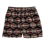 Harley Davidson Mens Bar & Shield Logo Boxer Shorts. 100% cotton knit. Updated from woven cotton for a softer fabric and more comfortable fit. Allover Bar & Shield logo pattern, 98223-05VM