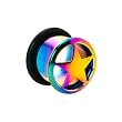 1/2" Rainbow Anodized Titanium Single Flare Star Plug