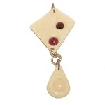 Garnet Pendant 04 Sculpted Rose Quartz White Clay Red Crystal Healing 3
