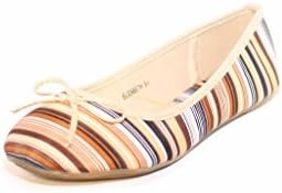 Mario Corti Elizabeth Stripped Two Tones Ballerina Flat Brown 7