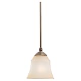 Sea Gull Lighting 61380-829 Single-Light Mini-Pendant, Ginger Glass Shade, Russet Bronze