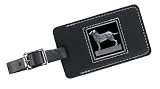 Black Labrador Retriever Leather Luggage Tag