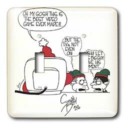 Rich Diesslins Cartoon Days of Christmas TCDC - Sean Boley Cartoon about Santa and Video Games for Christmas - Light Switch Covers - double toggle switch