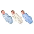 Summer Infant 3 Pack Cotton Knit Swaddleme, Blue/ White, Small/Medium