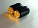 Amber LED Motorcycle Turn Signals in Black Mini Bullet Housings