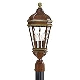 IMAGE OF Great Outdoors by Minka 8795-161 / 8796-161 Marietta Outdoor Post Lantern in Mossoro Walnut with Silver Size: Large