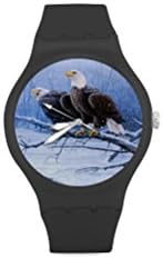 Special Design American Pride the Bald Eagle Pattern, Cool Eagle Custom Unisex Round Rubber Sport Watch, Special Design, 100% Plastic Quartz