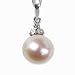 Natural White 8.5-9mm 3-Stone Diamond 14k Gold Crown Cultured Pearl Pendant Necklace - Dahlia Classic Collection image 1
