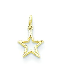 10K White Gold Star Charm Celestial Pendant Jewelry
