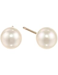 14k Yellow Gold and AA Freshwater Cultured Pearl Stud Earrings (5-5.5mm)