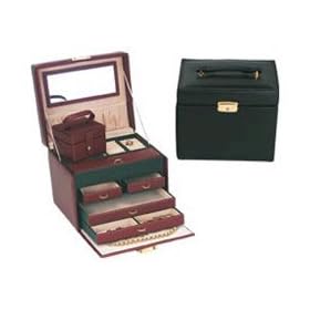 Leather Jewelry Box with 4 Drawers