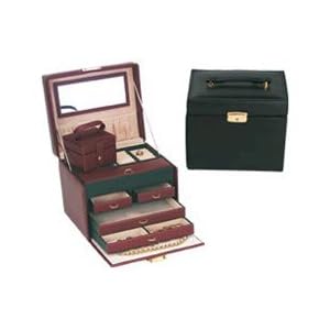 Leather Jewelry Box with 4 Drawers
