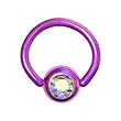 18 Gauge 1/4" Austrian Crystal Purple Titanium BCR Captive Ring