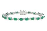 9 Carat Emerald Sterling Silver Bracelet with Diamond Accents