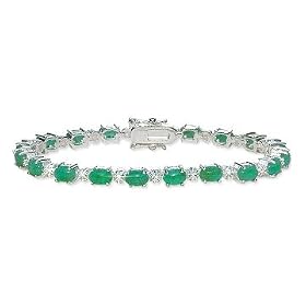 9 Carat Emerald Sterling Silver Bracelet with Diamond Accents by 