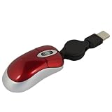 Red Mini Retractable USB Optical Scroll Wheel Mouse For PC