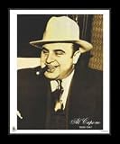 Al Capone (Face w/ Cigar) Black Wood-Mounted Art Poster Print - 16