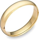 14K Gold Hinged Plain Bangle Bracelet (14mm)