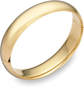 14K Gold Hinged Plain Bangle Bracelet (14mm)