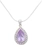 Sterling Silver Pear Shaped CZ Pendant with 18 inch Snake Chain, Lavender