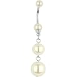 Cream Suave Faux Pearl Dangle Belly Ring