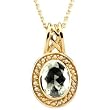 14K Yellow Gold Prasiolite (Green Amethyst) and Pearl Pendant