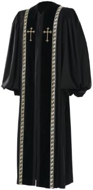 Manufaktur Men Custom RT Wesley RT Clergy Robe - Black MERINO CASHMERE SILK Custom Size Black/Gold