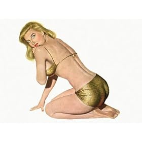Pinup Girl Art - Beautiful Blonde in Gold Bikini 18x24