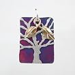 Tree of Life Pendant in Sterling Silver and Patina with Gold Fill Leaf Accents, #9177