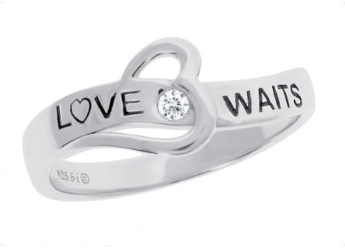 Love Waits Ladies Ring W/ Genuine Bright Diamond, Sterling Silver - 7
