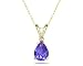 6X4mm Pear Tanzanite and Diamond Stud Pendant in 14K Yellow Gold