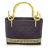 Bamboo handbag, 'Navy Highlights'