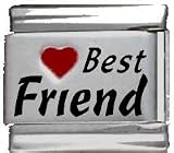Clearly Charming Heart Best Friend Red Heart Laser Italian Charm