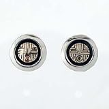 Round 14 Kt Gold and Silver Sunface Earrings by M.M. Rogers, #11376