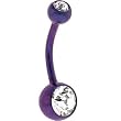 Grade 23 Titanium Dark Purple Double Gem Curved Belly Ring