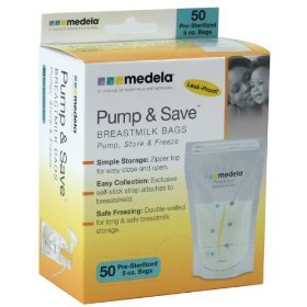 Medela Pump & Save Breastmilk Bags with easy-connect adapters 50-pack