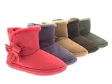 FUR LINED WOMENS SLIPPERS BOOTS FAUX SUEDE SOFT WINTER LADIES BOOTIES SIZES 3 -8