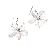 Oi! Rose Quartz Handstrung Flower Pink Crystal Centre Sterling Silver Hook Earrings - E0608