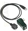 Palm Tungsten T3/ T2/ T/ W/ C/ Zire 71 Sync and Charge Cable and USB Travel Charger Adaptor Bundle